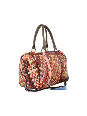 NWT Genuine Leather Woven Multicolor Large Satchel
